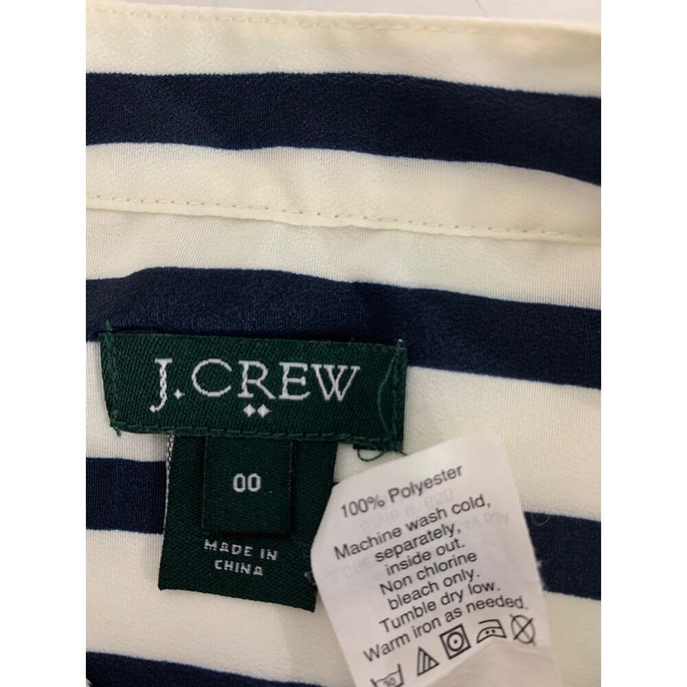 Size 00 J.Crew Womens Sleeveless Blouse Navy Blue White Stripe - Picture 8 of 8
